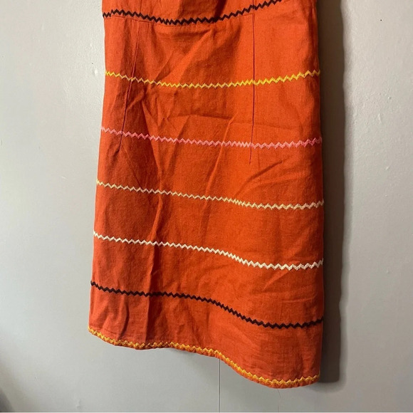 NWT forever 21 rust orange Embroidered Multicolor Striped Dress Sz medium - Picture 6 of 12